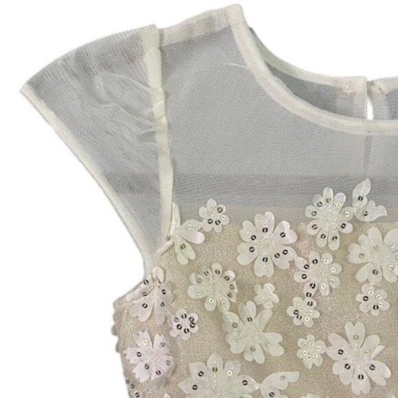 Jona Michelle Girls Special Occasion Dress Ivory Golden Sequin Floral Sz 7 NWOT - Picture 3 of 12